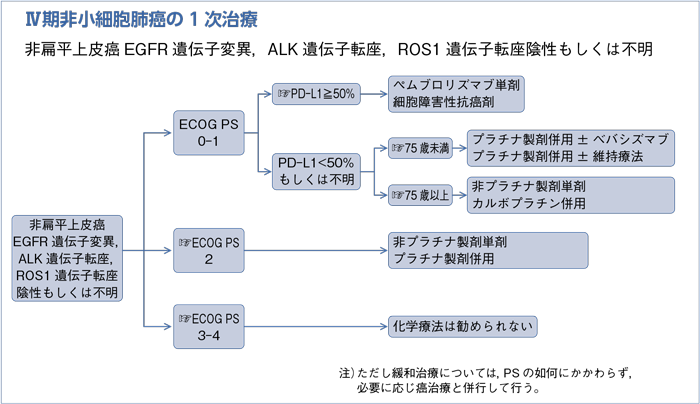 Ⅳ期非小細胞肺癌の1次治療 非扁平上皮癌EGFR遺伝子変異,ALK遺伝子転座,ROS1遺伝子転座陰性もしくは不明
